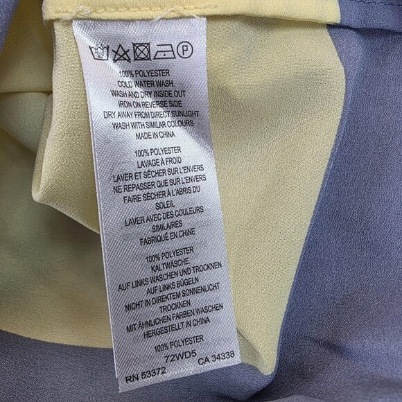 French Connection Tank Top Shirt Womens 2 Yellow Blue Colorblock Striped Blouse - Picture 6 of 7